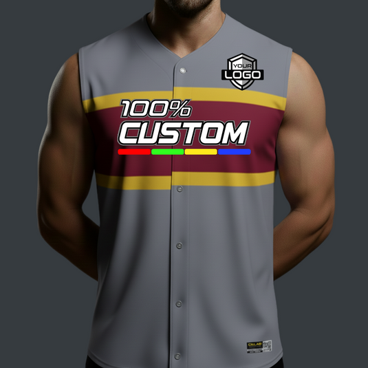 Full Button Baseball Champion Custom Sleeveless Jersey