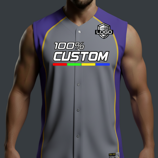 Full Button Baseball Slam Custom Sleeveless Jersey