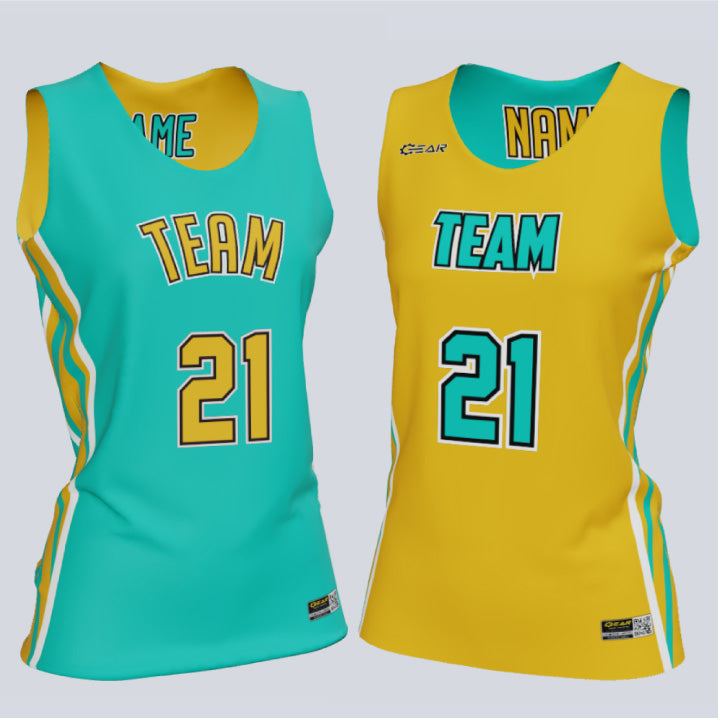 Load image into Gallery viewer, Reversible Single Ply Ladies Jump Basketball Jersey
