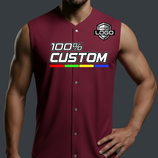Mens Full Button Baseball Base Custom Sleeveless Jersey