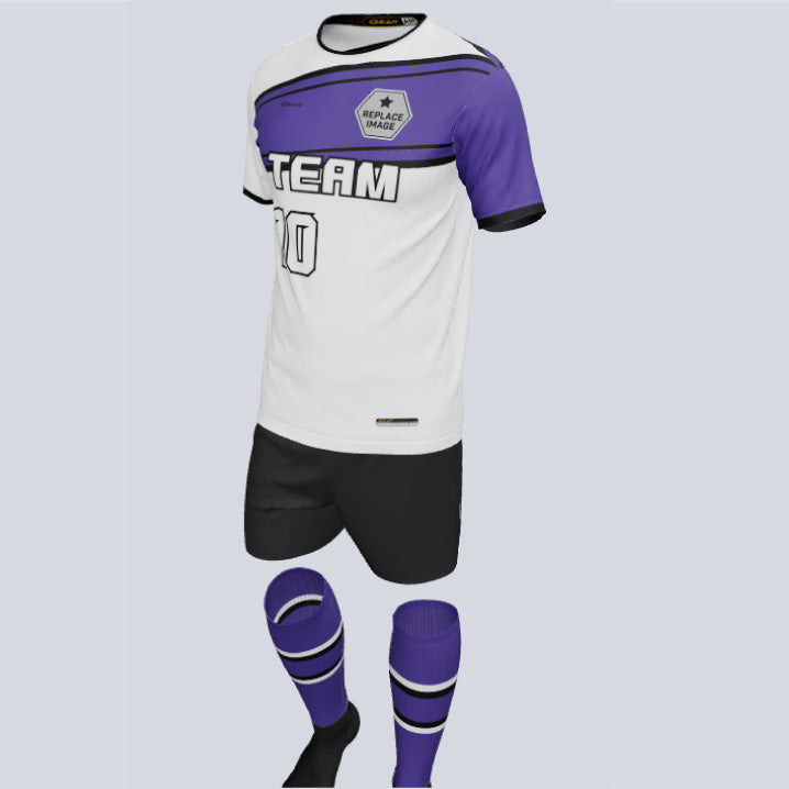 Load image into Gallery viewer, Premium Stripe Custom Soccer Uniform w/Custom Socks
