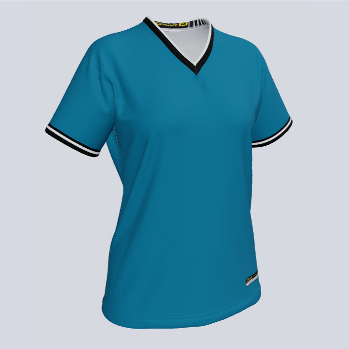 Load image into Gallery viewer, Ladies Thin Striped V-Neck Custom Jersey
