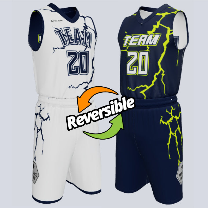 Load image into Gallery viewer, Custom Reversible Double Ply Basketball Thunder Uniform
