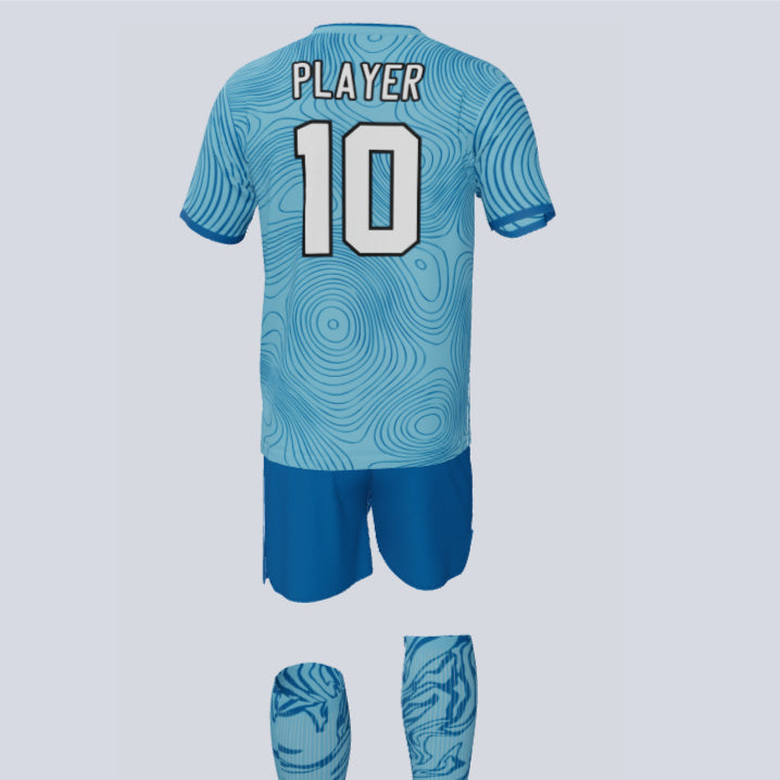 Load image into Gallery viewer, Quick-Turn Topo Custom Soccer Uniform w/Socks
