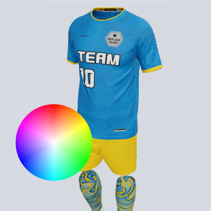 Load image into Gallery viewer, Quick-Turn Topo Custom Soccer Uniform w/Socks
