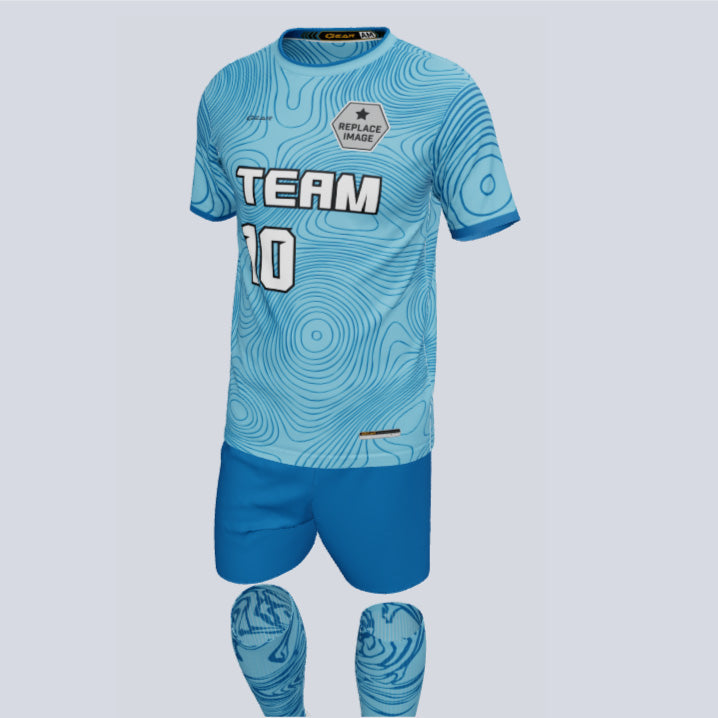 Load image into Gallery viewer, Quick-Turn Topo Custom Soccer Uniform w/Socks
