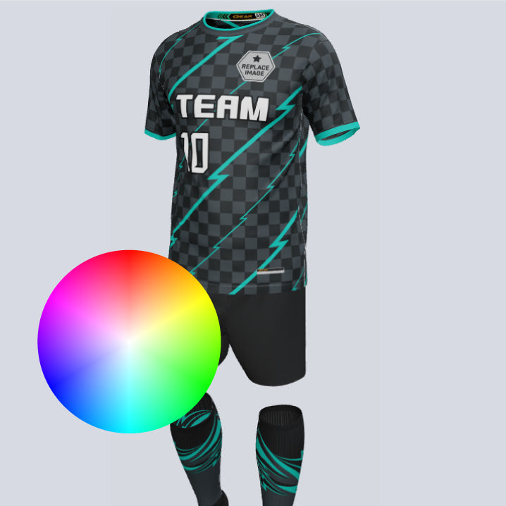Load image into Gallery viewer, Premium Zap Custom Soccer Uniform w/Custom Socks
