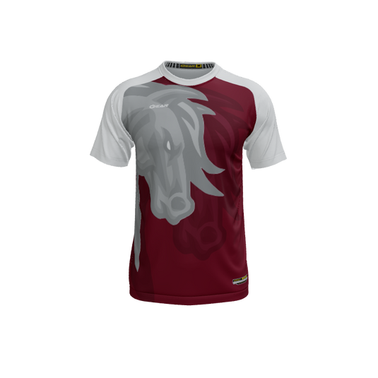 Mens Jerseys Mustang Mascot Crew Neck Short Sleeve Jersey. (x 3)