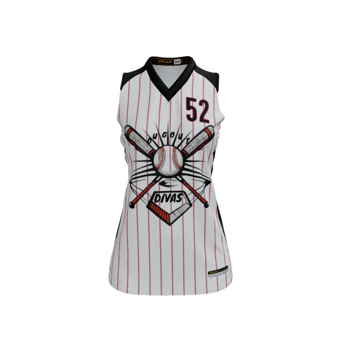 Ladies Custom Jerseys Core w/Pinstripe Custom Ladies V-Neck Sleeveless Jersey. (x 14)