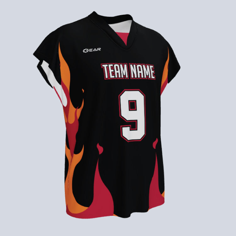 Load image into Gallery viewer, Custom Fire Cap Sleeve Lacrosse Jersey
