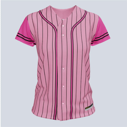 Ladies Core Full Button Cap Sleeve Custom Softball Jersey