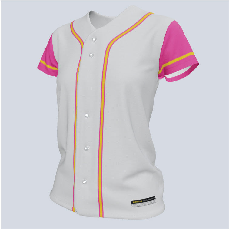 Load image into Gallery viewer, Ladies Core Full Button Cap Sleeve Custom Softball Jersey
