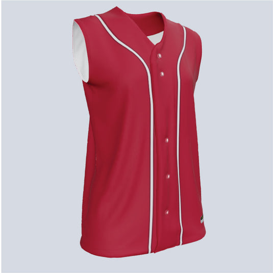 Ladies Core Full Button Sleeveless Custom Softball Jersey