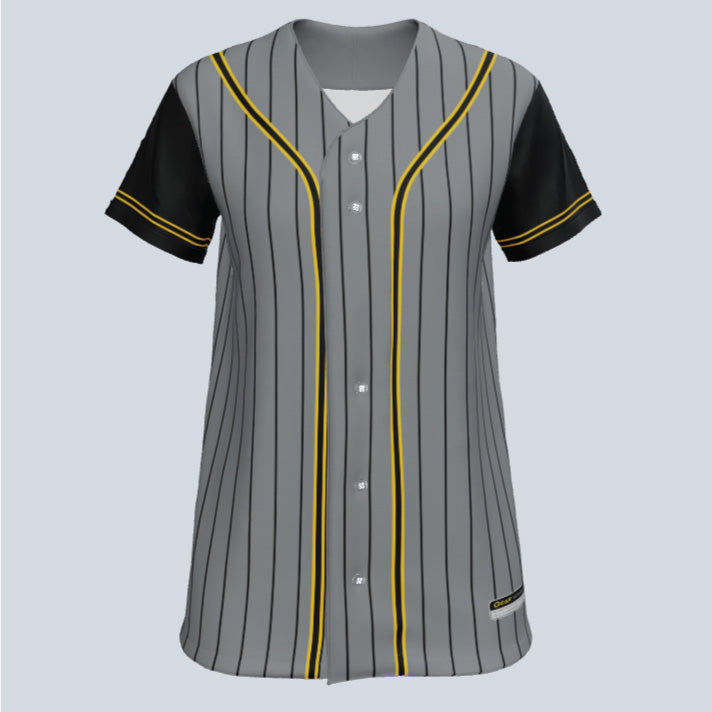 Load image into Gallery viewer, Ladies Core w/Pinstripes Full Button Custom Softball Jersey
