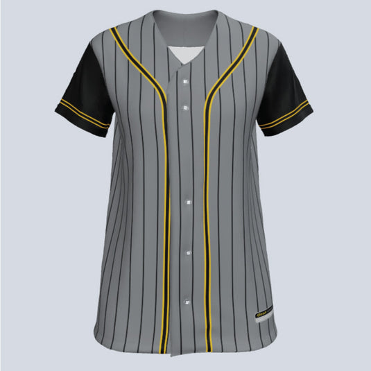 Ladies Core w/Pinstripes Full Button Custom Softball Jersey