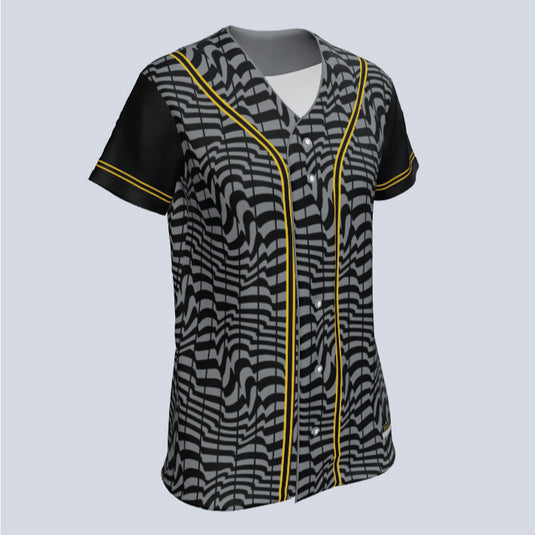 Ladies Core w/Pinstripes Full Button Custom Softball Jersey