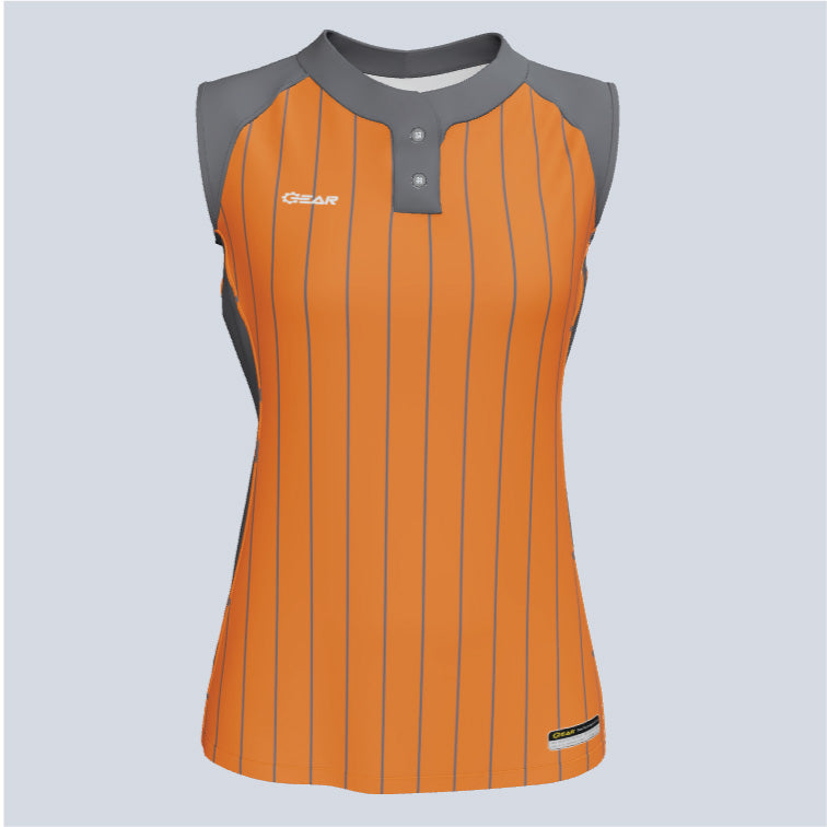 Load image into Gallery viewer, Ladies Core Two Button Sleeveless Custom Softball Jersey
