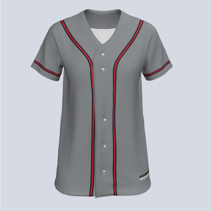 Ladies Core 2 w/Pinstripes Full Button Custom Softball Jersey