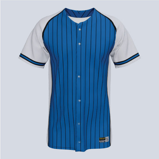 Custom Pinstripe Black and White Full Button Baseball Jerseys | YoungSpeeds