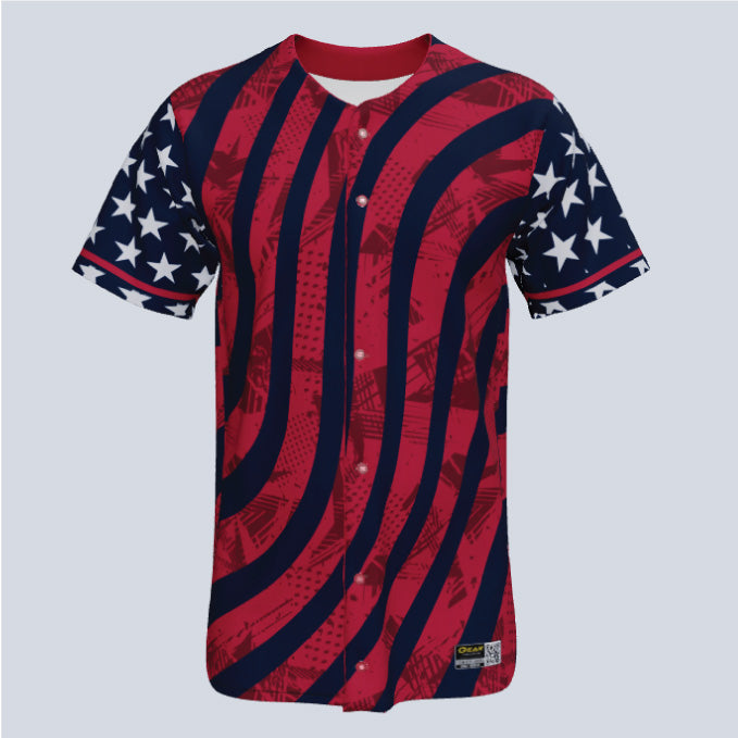 Load image into Gallery viewer, Full Button Baseball America Custom Jersey
