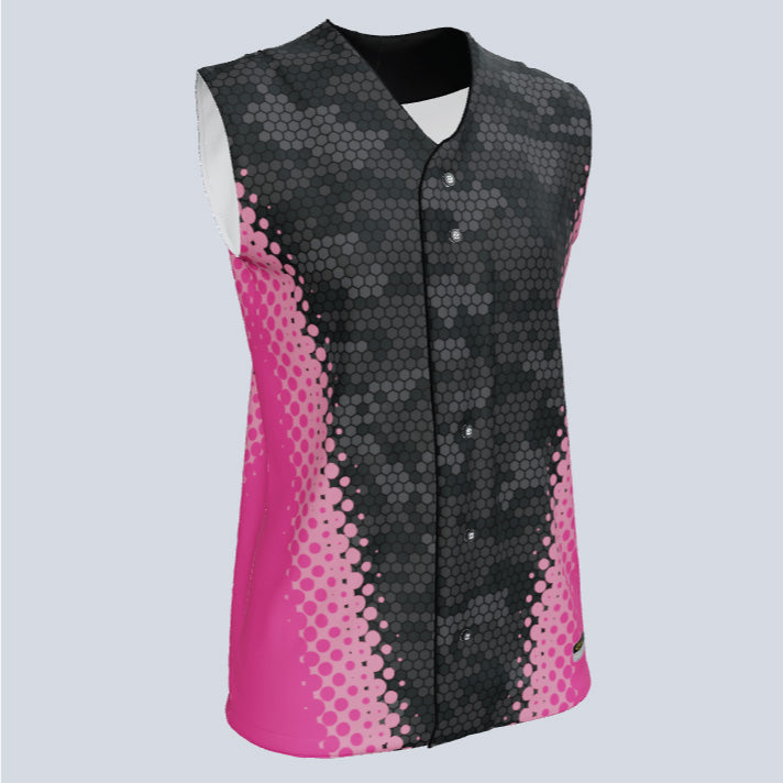 Load image into Gallery viewer, Ladies Maze Full Button Sleeveless Custom Softball Jersey
