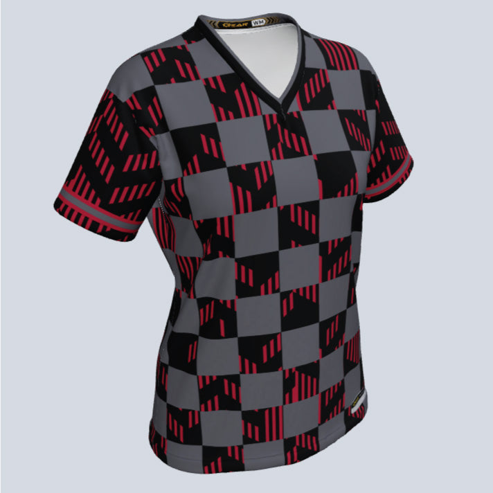Load image into Gallery viewer, Ladies Checker V-Neck Custom Jersey
