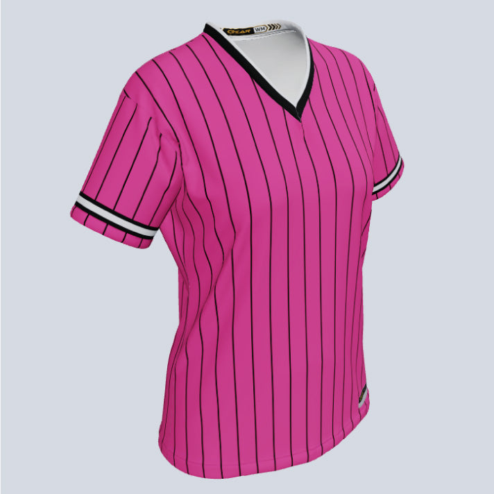 Load image into Gallery viewer, Ladies Pinstripe V-Neck Custom Softball Jersey
