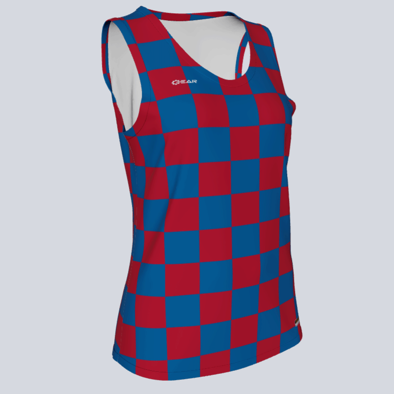 Load image into Gallery viewer, Ladies Custom Track Singlet Checker Jersey
