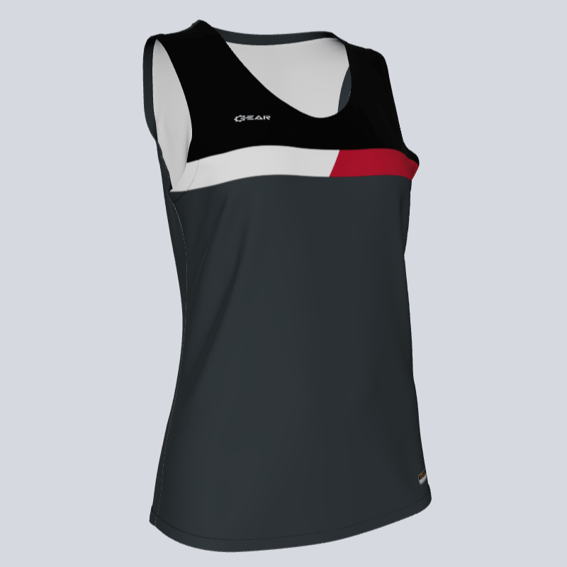 Load image into Gallery viewer, Ladies Custom Track Singlet Finishline Jersey
