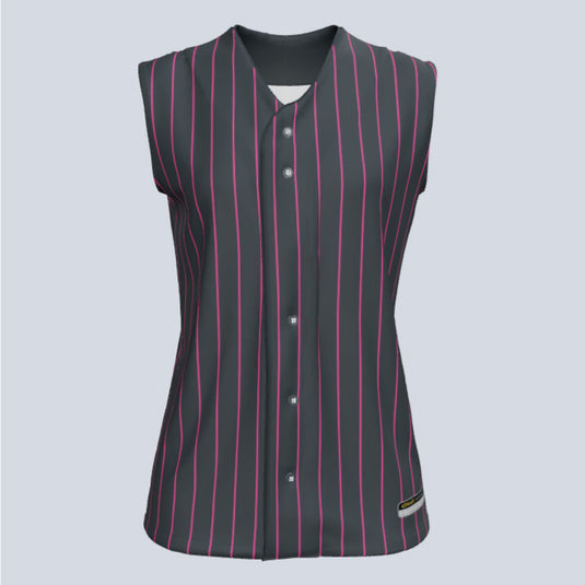 1056 | Pinstripes Custom Full Button Short Sleeve Fast-pitch Jersey