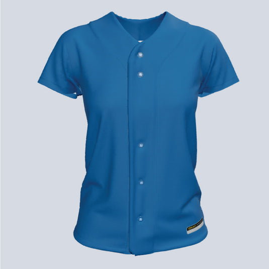 Ladies Basic Core Full Button Cap Sleeve Custom Softball Jersey