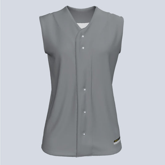 Ladies Basic Core Full Button Sleeveless Custom Softball Jersey
