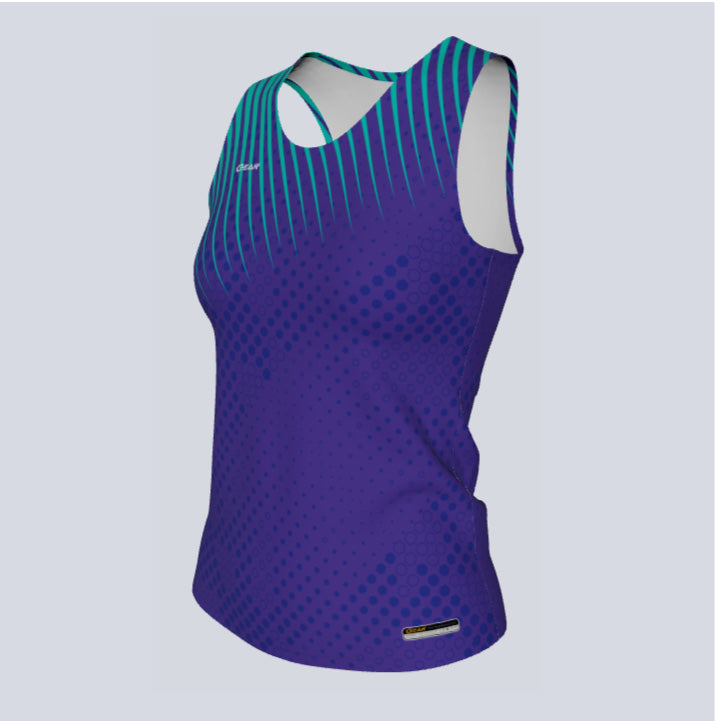 Load image into Gallery viewer, Ladies Custom Fitted Track Singlet Burst Jersey
