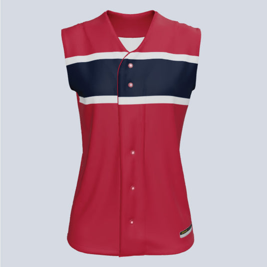 Ladies Champion Full Button Sleeveless Custom Softball Jersey