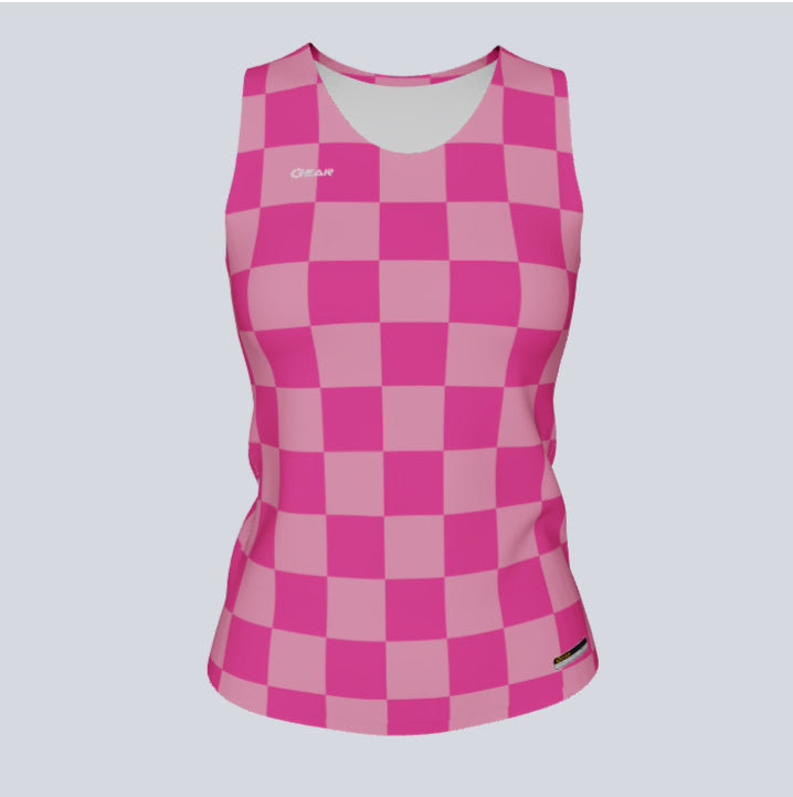 Load image into Gallery viewer, Ladies Custom Fitted Track Singlet Checker Jersey
