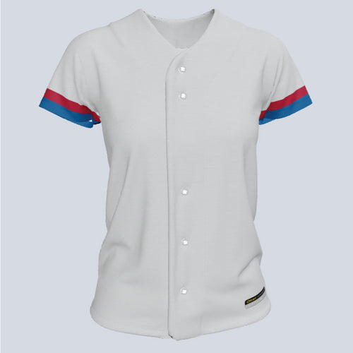Ladies Core 3 Full Button Cap Sleeve Custom Softball Jersey
