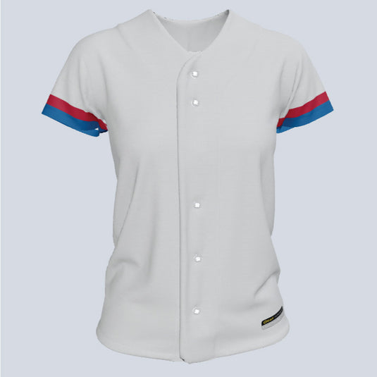 Ladies Core 3 Full Button Cap Sleeve Custom Softball Jersey