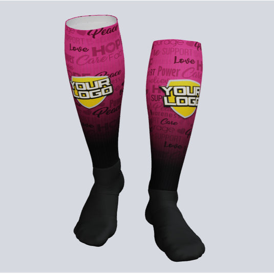 Custom Full Length Cancer Awareness Game Socks
