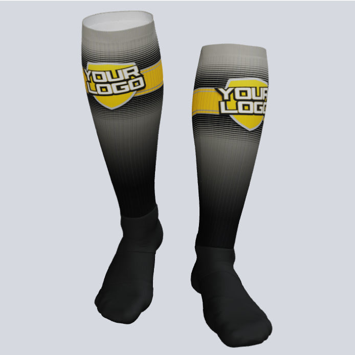 Load image into Gallery viewer, Custom Full Length Fade Line Game Socks
