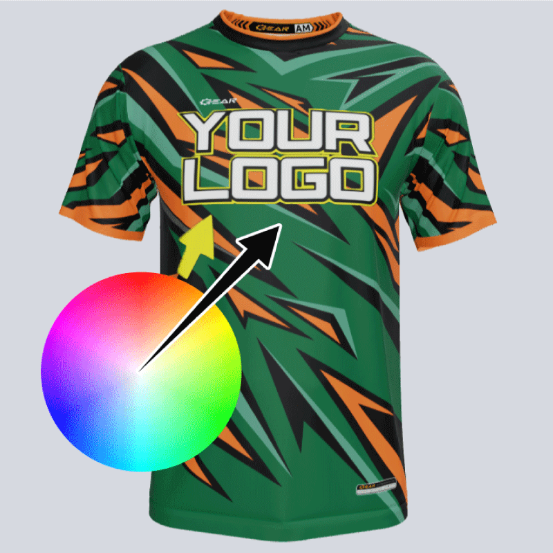 Load image into Gallery viewer, Gear Team Apparel logo on custom soccer jersey
