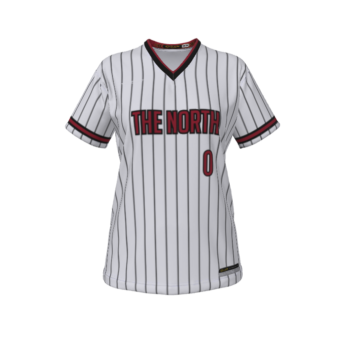 Ladies Custom Jerseys Pinstripe Ladies V-Neck Short Sleeve 2.50. (x 4)