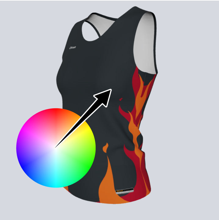Load image into Gallery viewer, Ladies Custom Fitted Track Singlet Fire Jersey
