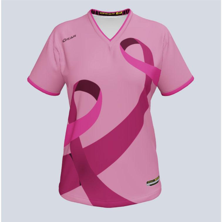 Load image into Gallery viewer, Awareness Double Ribbon Ladies Custom Jersey - GearTeamApparel
