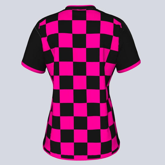 Womens--J-vneck jersey-Checkers-Back