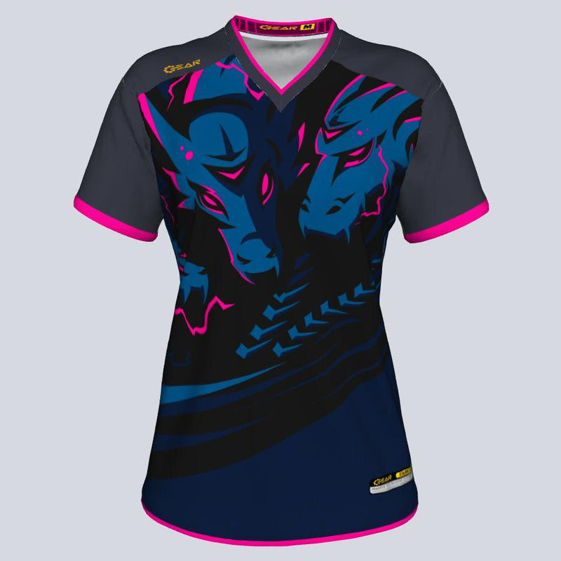 Load image into Gallery viewer, Womens--J-vneck jersey-Hydra-Front
