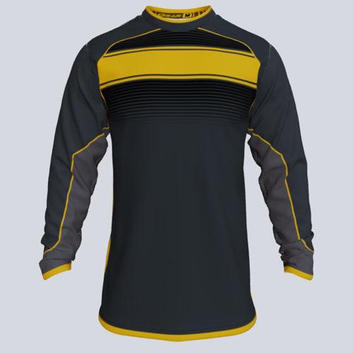 Custom Sublimated Black Crew Long Sleeve Performance Fishing Jerseys | YoungSpeeds Crew Neck