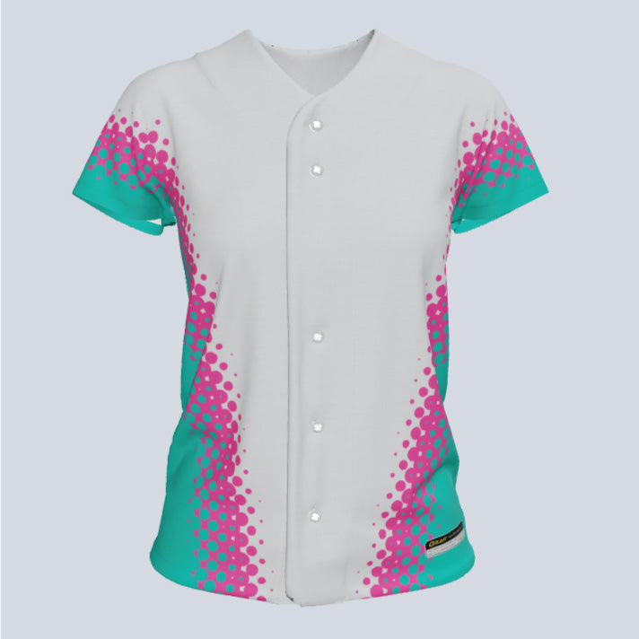 Load image into Gallery viewer, Ladies Maze Full Button Cap Sleeve Custom Softball Jersey
