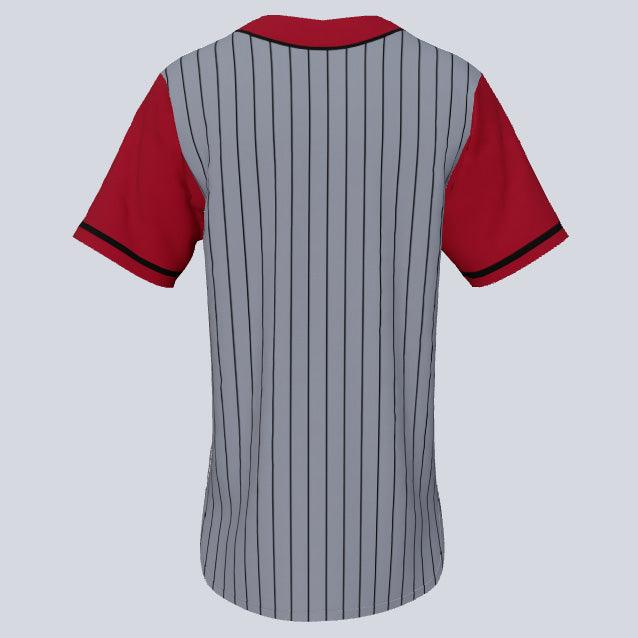 Custom Red White Pinstripe Black White Baseball Jerseys For Men