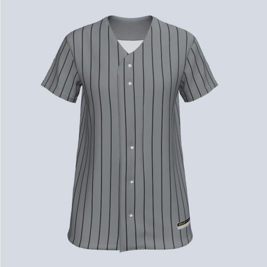 Custom Pinstripe Black and White Full Button Baseball Jerseys