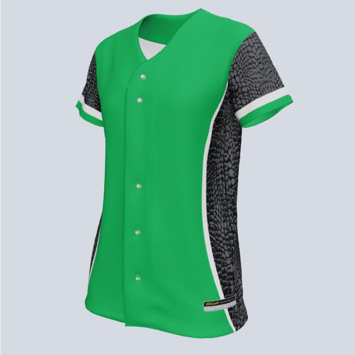 Load image into Gallery viewer, Ladies Sapphire Full Button Custom Softball Jersey

